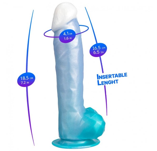 SILEXD - ANGEL DILDO FANTASY SILICONE LIQUIDO TERMOREATTIVO BLU CELESTE 20,3 CM