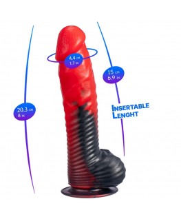 SILEXD - DEVIL DILDO FANTASY SILICONE LIQUIDO TERMOREATTIVO ROSSO NERO 20,3 CM
