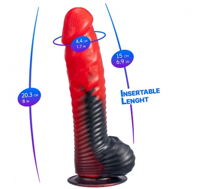 SILEXD - DEVIL DILDO FANTASY SILICONE LIQUIDO TERMOREATTIVO ROSSO NERO 20,3 CM