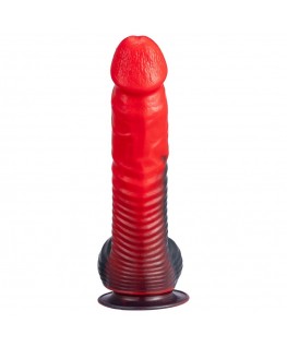 SILEXD - DEVIL DILDO FANTASY SILICONE LIQUIDO TERMOREATTIVO ROSSO NERO 20,3 CM