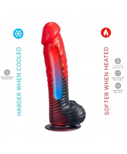 SILEXD - DEVIL DILDO FANTASY SILICONE LIQUIDO TERMOREATTIVO ROSSO NERO 20,3 CM