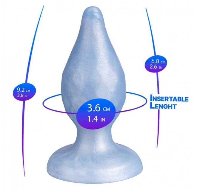 SILEXD - DIAMOND ANAL PLUG FANTASY SILICONE LIQUIDO TERMOREATTIVO BLU PERLA 9,2 CM