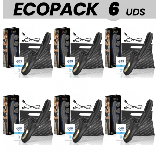 ECOPACK 6 UNITÀ - IBIZA DOPPIO VIBRATORE PINZING NERO