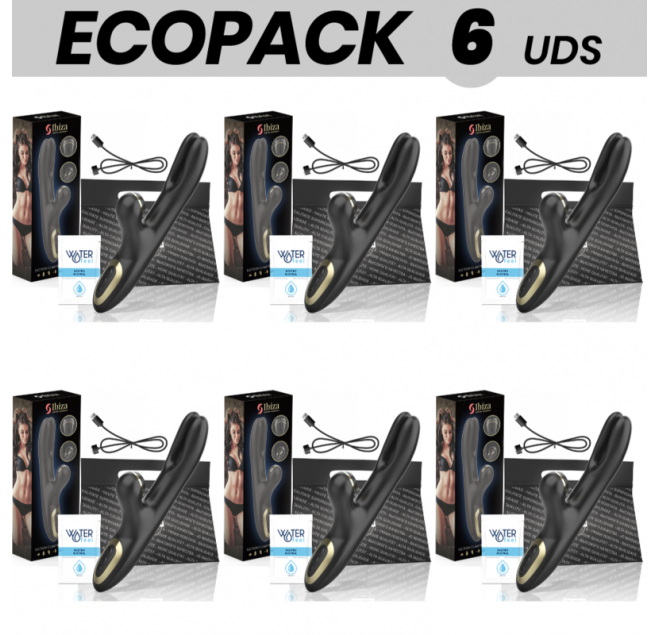 ECOPACK 6 UNITÀ - IBIZA DOPPIO VIBRATORE BLOCCAGGIO NERO