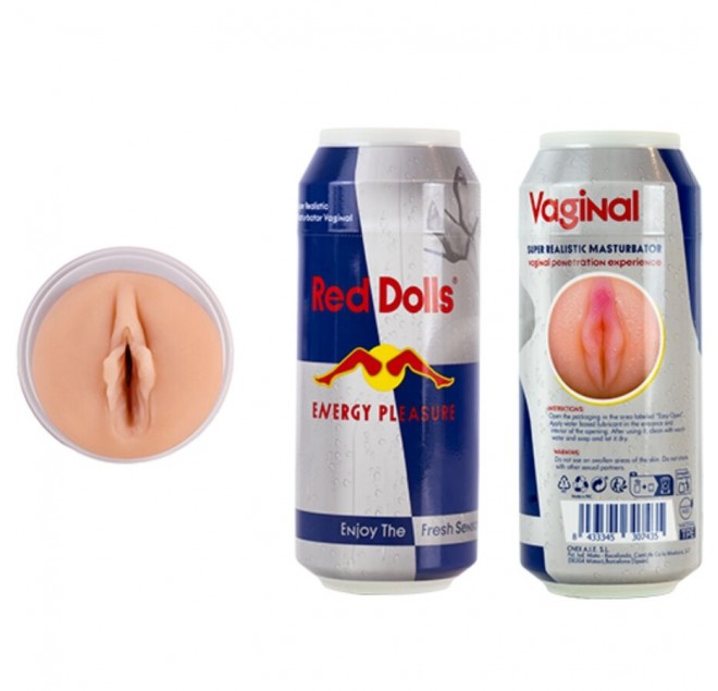 ALIVE - MASTURBATORE MASCHILE VAGINA BAMBOLA ROSSA LATTINA PER BEVANDA ENERGETICA