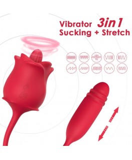 ARMONY - 3 IN 1 ROSA, STIMOLATORE, ASPIRAZIONE E SU&GIÙ CON CODA ROSSA