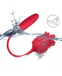 ARMONY - 3 IN 1 ROSA, STIMOLATORE, ASPIRAZIONE E SU&GIÙ CON CODA ROSSA