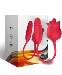 ARMONY - 3 IN 1 ROSA, STIMOLATORE, ASPIRAZIONE E SU&GIÙ CON CODA ROSSA