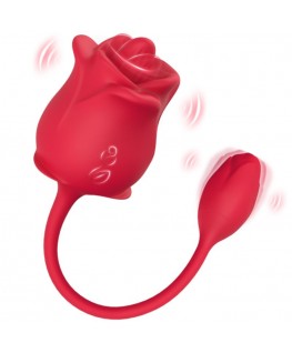 ARMONY - STIMOLATORE E VIBRATORE ROSA 2 IN 1 CON ASPIRAZIONE E CODA ROSSA 10 MODALITÀ