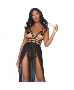 LEG AVENUE CAGE MAXI DRESS AND THONG S/M