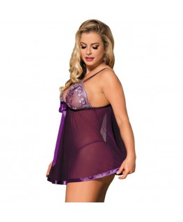 SUBBLIME BABYDOLL WITH BOW AND SHINNY DETAILS PURPLE S/M