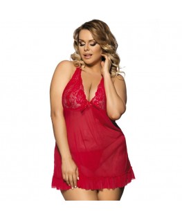 SUBBLIME QUEEN PLUS RED BABYDOLL FLORAL MOTIVS IN BREASTS